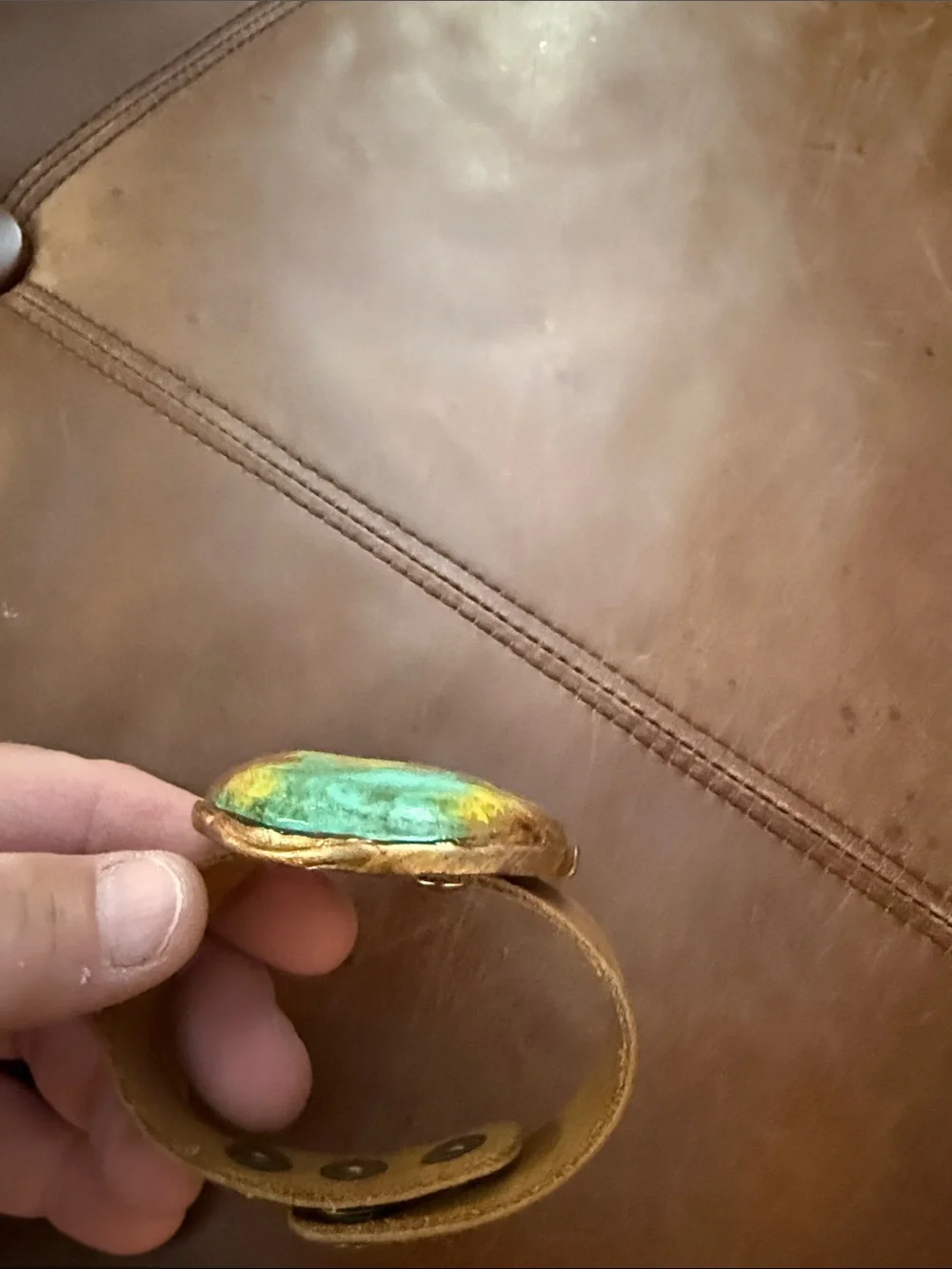 NEW Sookie Sookie Large Handcrafted Faux Turquoise leather Bracelet. OS